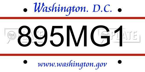 895MG1 District Of Columbia License Plate