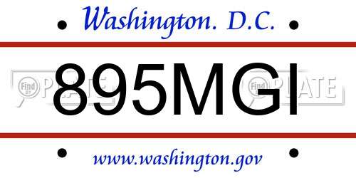 895MGI District Of Columbia License Plate