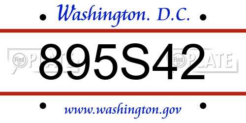 895S42 District Of Columbia License Plate