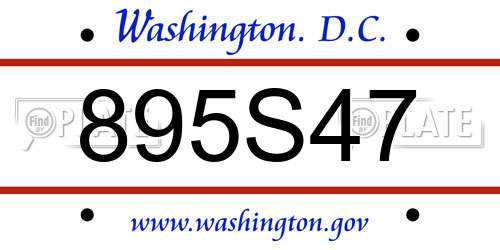 895S47 District Of Columbia License Plate