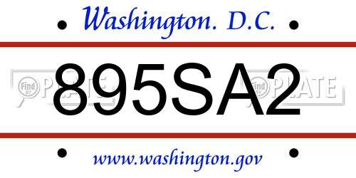 895SA2 District Of Columbia License Plate