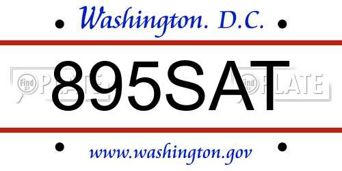 895SAT District Of Columbia License Plate