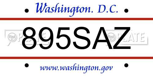 895SAZ District Of Columbia License Plate