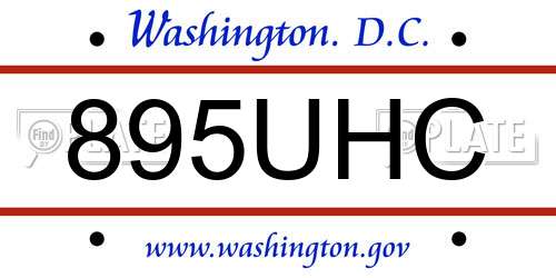 895UHC District Of Columbia License Plate