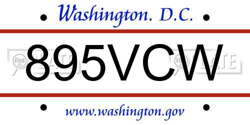 895VCW District Of Columbia License Plate