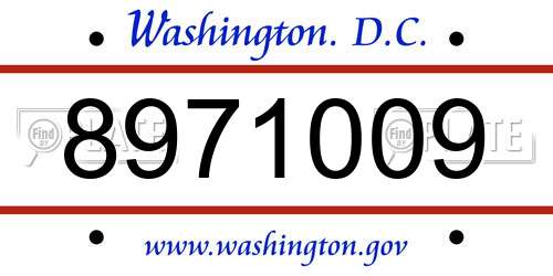 8971009 District Of Columbia License Plate