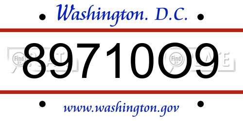 89710O9 District Of Columbia License Plate