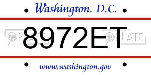 8972ET District Of Columbia License Plate