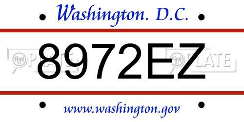 8972EZ District Of Columbia License Plate