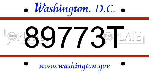 89773T District Of Columbia License Plate