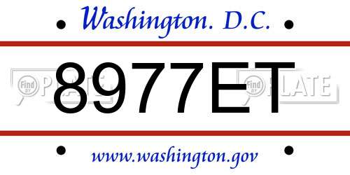 8977ET District Of Columbia License Plate