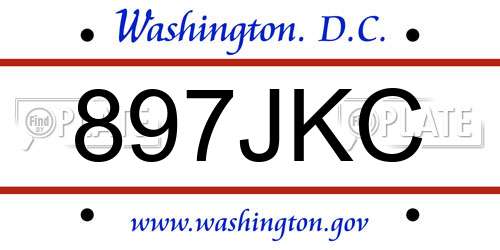897JKC District Of Columbia License Plate