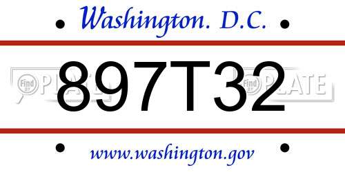 897T32 District Of Columbia License Plate