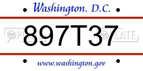 897T37 District Of Columbia License Plate