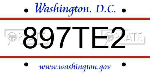 897TE2 District Of Columbia License Plate
