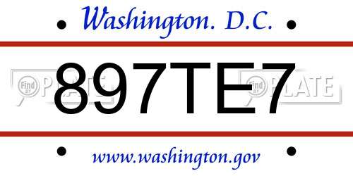 897TE7 District Of Columbia License Plate