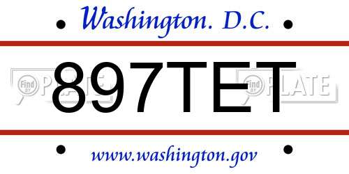897TET District Of Columbia License Plate
