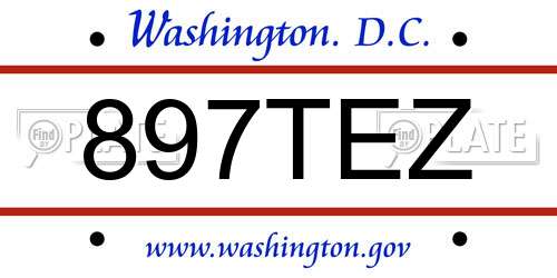 897TEZ District Of Columbia License Plate