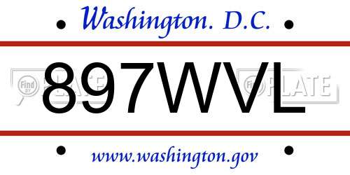 897WVL District Of Columbia License Plate