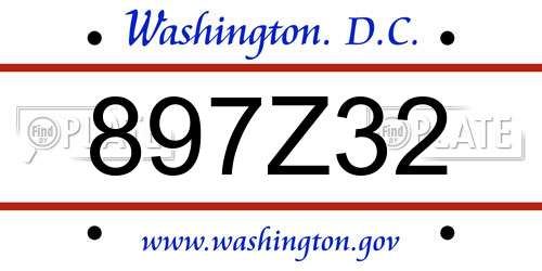 897Z32 District Of Columbia License Plate