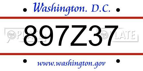897Z37 District Of Columbia License Plate