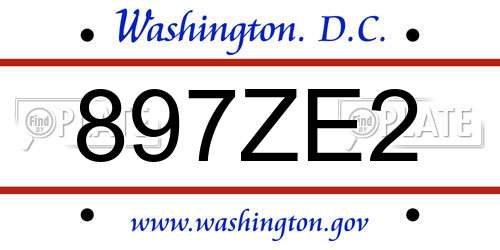 897ZE2 District Of Columbia License Plate