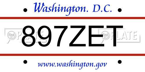 897ZET District Of Columbia License Plate