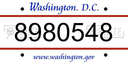 8980548 District Of Columbia License Plate