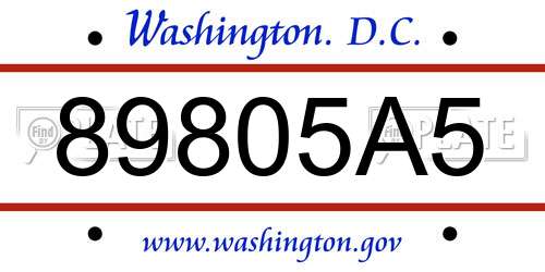 89805A5 District Of Columbia License Plate
