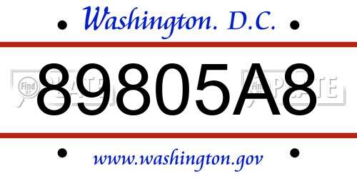 89805A8 District Of Columbia License Plate