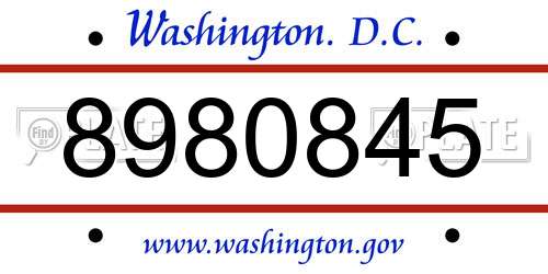 8980845 District Of Columbia License Plate