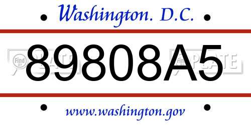 89808A5 District Of Columbia License Plate