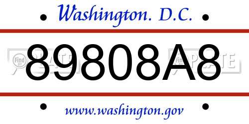 89808A8 District Of Columbia License Plate
