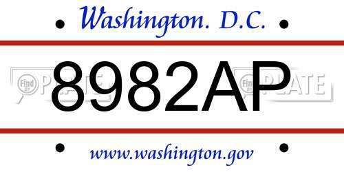 8982AP District Of Columbia License Plate