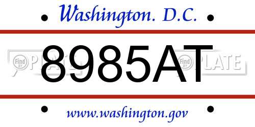 8985AT District Of Columbia License Plate