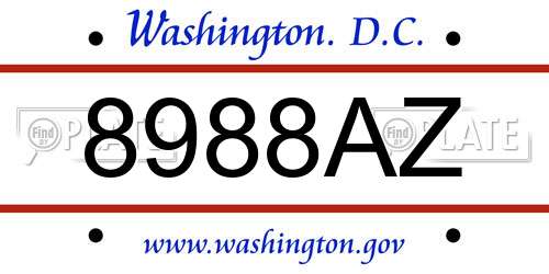 8988AZ District Of Columbia License Plate