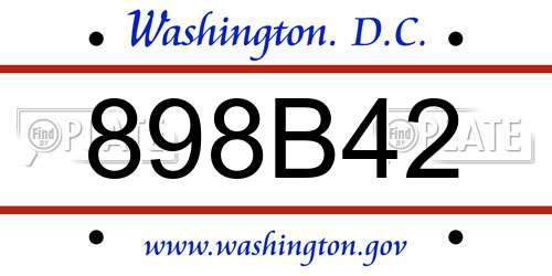 898B42 District Of Columbia License Plate