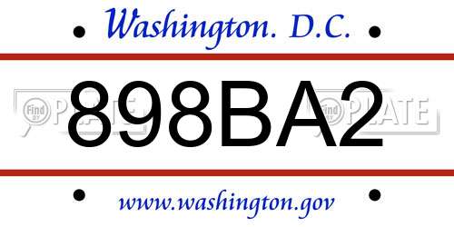 898BA2 District Of Columbia License Plate