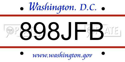 898JFB District Of Columbia License Plate