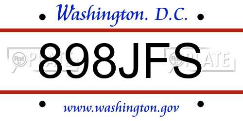 898JFS District Of Columbia License Plate
