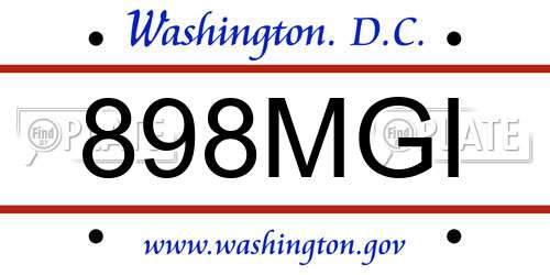 898MGI District Of Columbia License Plate