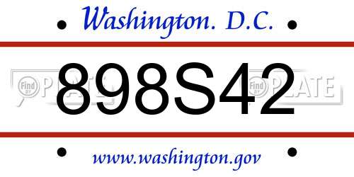 898S42 District Of Columbia License Plate