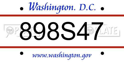 898S47 District Of Columbia License Plate