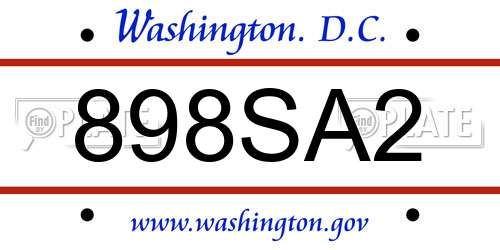 898SA2 District Of Columbia License Plate