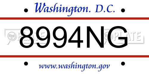 8994NG District Of Columbia License Plate