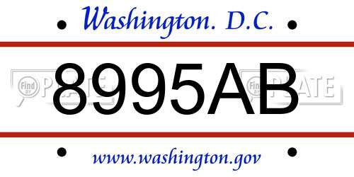 8995AB District Of Columbia License Plate