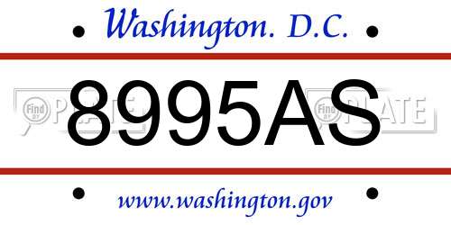 8995AS District Of Columbia License Plate