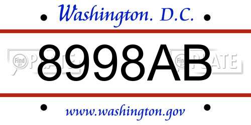 8998AB District Of Columbia License Plate