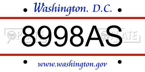 8998AS District Of Columbia License Plate