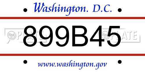 899B45 District Of Columbia License Plate